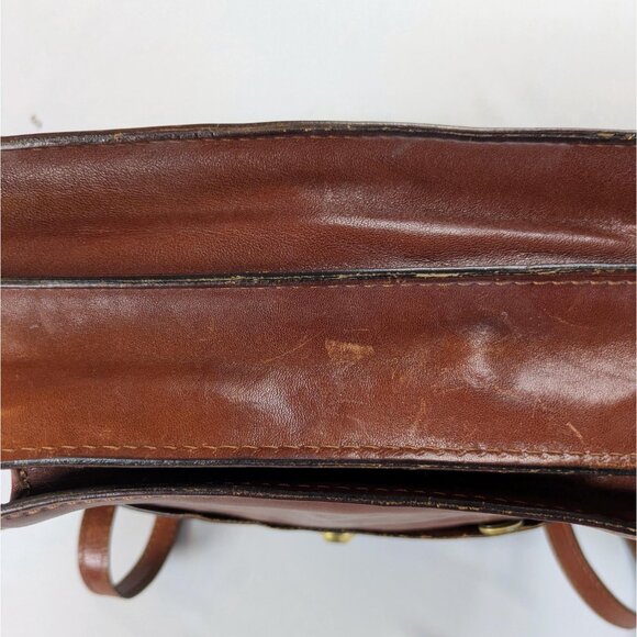Vintage 1980s ConteMax Italian Leather Crossbody Bag Handmade Lock & Key Brown - Picture 15 of 15